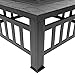 Bonnlo 32” Metal Porch Fire Pit Outdoor Square Poatable Wood Burning Table- Includes Mesh Spark Screen Top, Waterproof Cover and Poker for Camping Patio Backyard Bonfire Fireplace