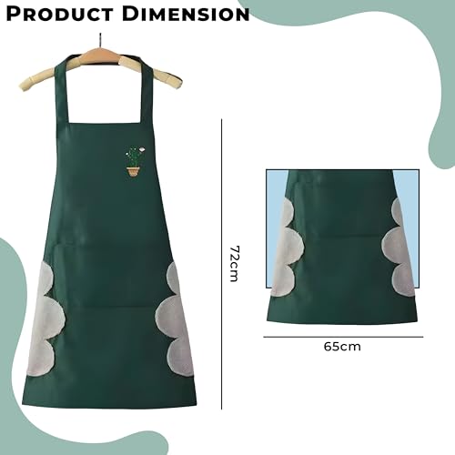 Image of Kraptick Kitchen Apron - Comfortable Cooking Waterproof Apron for Men and Women With Pocket and Side Coral Velvet for Wiping