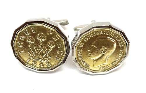 Gemelos de tres peniques de 1940 para un 84 cumpleaños en plata