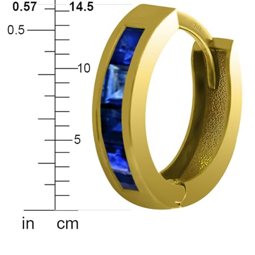 Genuine 14k Solid Gold Hoop Huggie Earrings with 1.3 Carat Natural Sapphire4