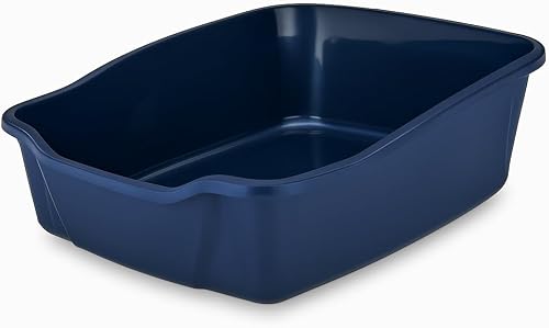 TIMPHO Large Open Cat Litter Box, Durable Plastic Pet Litter Pan with High Sides