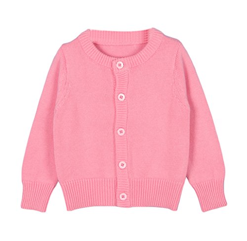 TAIYCYXGAN Baby Girls Boys Knits Cardigan Sweater Crew Neck Button-Down Sweater Jacket Solid Pink 90