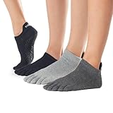 toesox Low Rise Full Toe Grip Socks, Multi Pack – Non-Slip Pilates Socks for Women and Men for Barre & Yoga