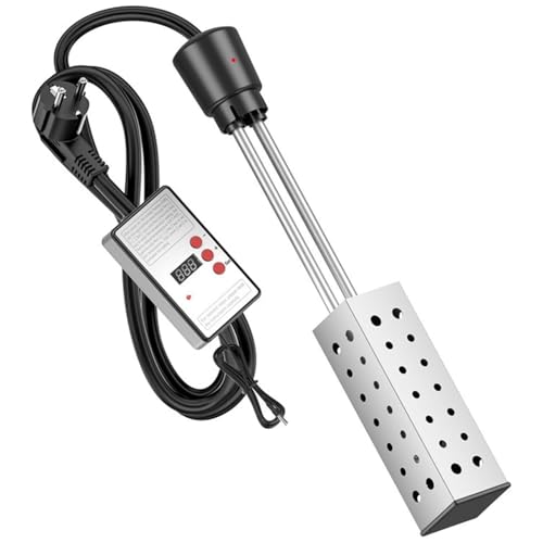 Chauffe-Eau a Immersion 2500W, Chauffe-Piscine avec Contrôleur de Thermostat et Affichage Numérique de Température, Thermoplongeur Electrique Portable en Acier Inoxydable pour Piscine, Seau, Baignoire