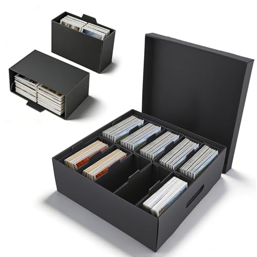 2er-Set Foto-Aufbewahrungsbox & Organizer, Dekorative Box mit Deckel für 10x15 cm Fotos, Scrapbook-Material, Stempel & Umschläge – Tragbarer Aufbewahrungsbehälter für Handwerk Aufkleber Foto (Schwarz)
