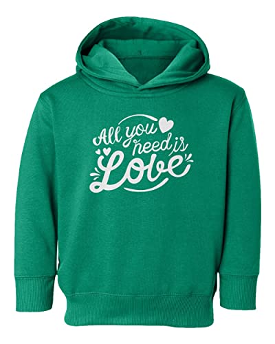 All You Need Is Love Happy Valentine's Toddler Hoodie Sweatshirt (Green, 4T)