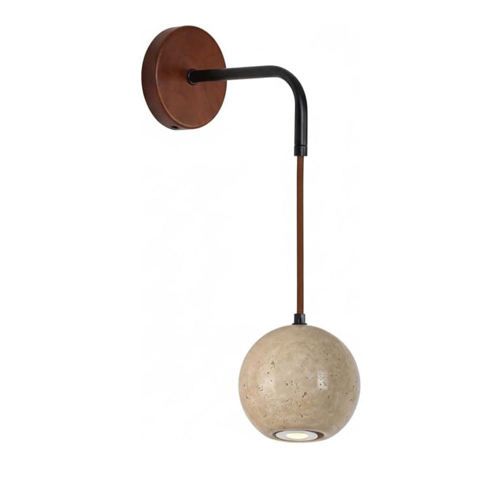 HXYSXHJUO Modern Simple Style Wall Light, GU10 Light Source Yellow Travertine Wood Sconce, Personalized Single-Head Lamp, Living Room Entrance Hall Decorative Lighting Fixtures