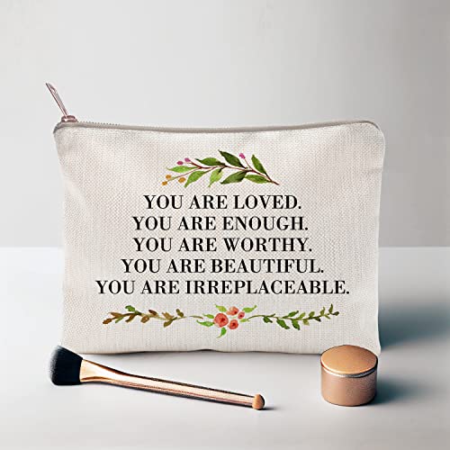 You Are Loved You Are Enough Makeup Case Self-Worth Cosmetic Bag Positive Affirmation Toiletry Bag Gift Motivation Quotes Sister Gift #TOP2