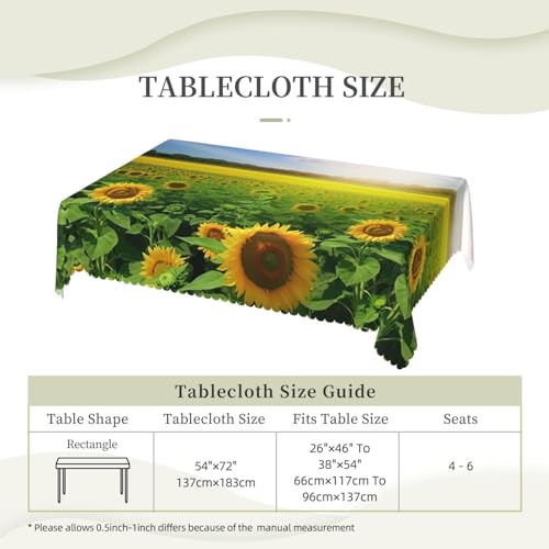 Nappe rectangulaire imprimé prairie et tournesol imperméable 137x183