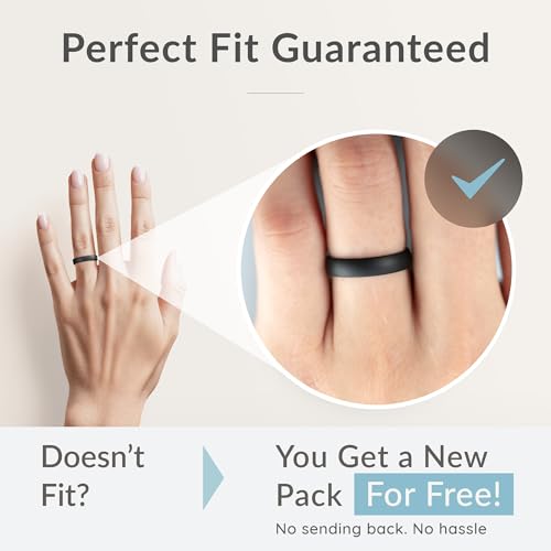 thunderfit women breathable silicone bridal rings sets for her wedding bands - 4mm wide 15mm thick - 1-12 variety multipack