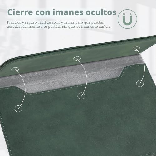 Funda MacBook Air 15 HYZUO protectora con bolsa para Surface Laptop 7 verde 4