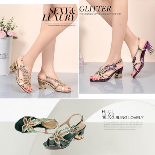 Image of Women's Handmade Rhinestones Crystal Heel Evening Bridal Wedding Prom Sandals Heeled 6.5 cm