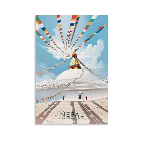 ouweri Nepal Kathmandu Vintage-Reise-Poster, Kunstwerke, Leinwand, ästhetische Wandkunstdrucke, Heimdekoration, moderne Dekoration, 40 x 60 cm