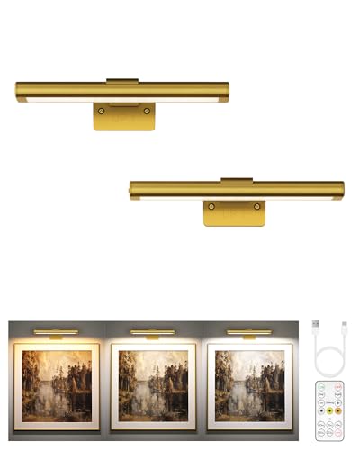 EZVALO Éclairage Tableau Sans Fil, Applique Murale LED Rechargeable avec Télécommande, 3 Températures de Couleur et Intensité Variable, Minuterie et...