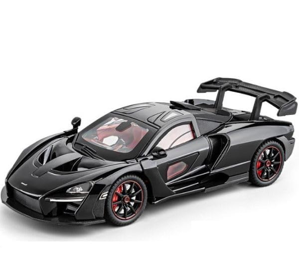Image of Exclusive Alloy Metal Pull Back Die-Cast Car Diecast Metal Pullback Toy Car with Openable 6 Doors,Light Music Boys Gifts Toys (1:24 Mclaren Senna-Black Color)