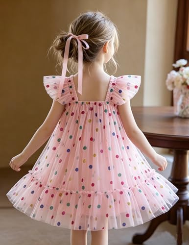Image of Arshiner Toddler Tulle Dress for Girls Layered Tutu Ruffle Dresses Swing Twirly Fairy Summer Birthday Party Wedding Sundress