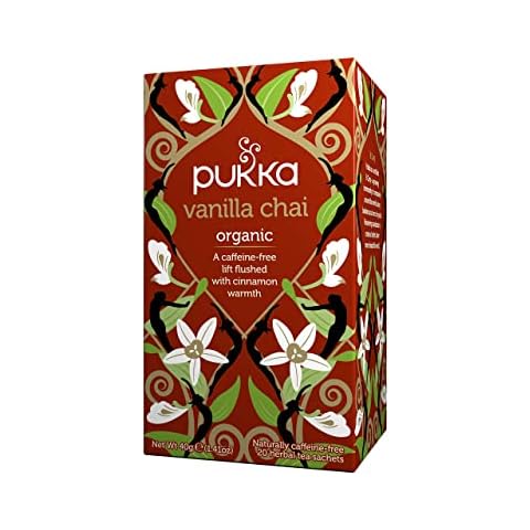 Pukka Herbs | Vanilla Chai Organic Herbal Tea | Vanilla, Cinnamon, Cardamom, Ginger and Fennel | Perfect For Energising | 4 Pack | 80 Sachets Cover
