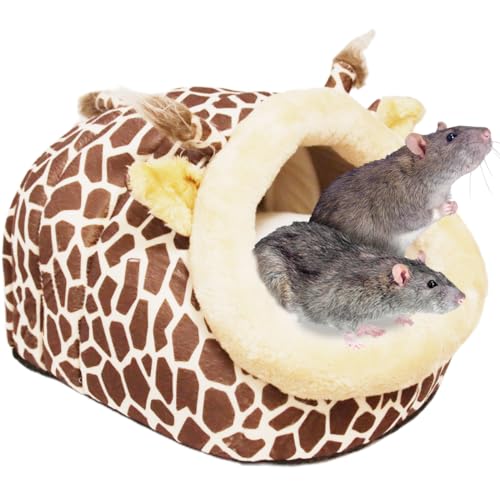 Image of EAEDMY Guinea Pig Bed House & Hideout for Rat Bearded Dragon Hedgehog Ferret to Sleep and Hide, Guinea Pig Cage Accessories Habitat Decor (X-Large, 2.Giraffes)