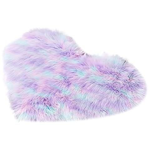Niktule Faux Rugs for Bedroom - Soft Carpet for Room,Ultra Soft Faux Sheepskin Fur Carpet Heart Shape Colorful Fluffy Area Carpet Rugs for Living Room Cover