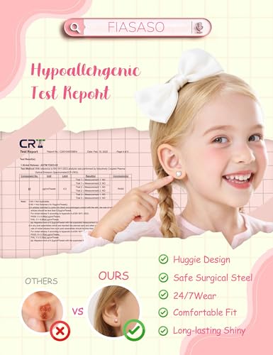 FIASASO Hypoallergenic Earrings for Girls Toddler Kids Teen - 10 Pair Surgical Stainless Steel Screw Back Little Girls Earrings with Charm for Sensitive Ears Colorful Cute Flower Butterfly Toddler Stud Huggie Earring Screwback Girl Earring Kids Jewelry Ages 8-12 FIASASO Hypoallergenic Earrings for Girls Toddler Kids Teen - 10 Pair Surgical Stainless Steel Screw Back Little Girls Earrings with Charm for Sensitive Ears Colorful Cute Flower Butterfly Toddler Stud Huggie Earring Screwback Girl Earring Kids Jewelry Ages 8-12 - Image 2