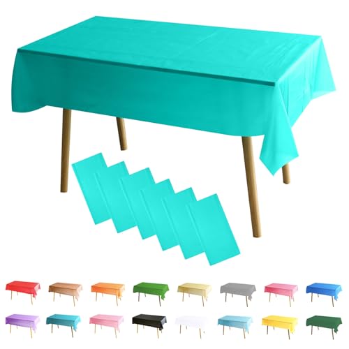 MOMAHUA 6 Packs Bleu Lac Nappes,137x274cm PEVE Nappe de Table Rectangulaire,Nappes Imperméables pour Fête...
