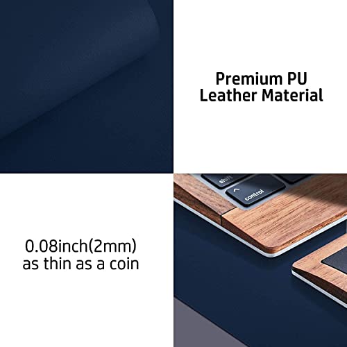 Image of Mouse Pad, Desk Mat, Large Leather Desk Pad, PU pad Waterproof Mouse Pad for Laptop, Office Table Protector Blotter Best Gifts (60 x 30 cm, Dark Blue)