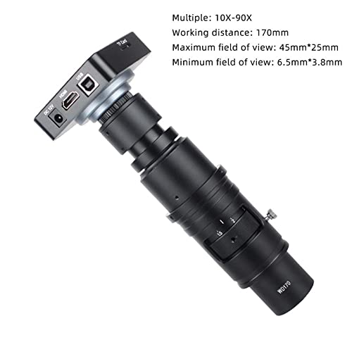 Microscope Monocular Video Microscope Zoom C-Mount Lens Continuous Zoom(90X Lens 38MP)