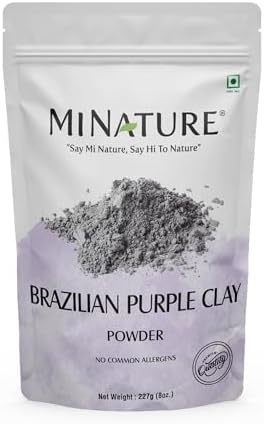 Mi Nature Brazilian Purple Clay 227g (8oz) | Mineral-Rich Clay for Deep Cleansing & Detoxifying Skin Care | Face Mask & Face Pack | Resealable Zip Lock Pouch