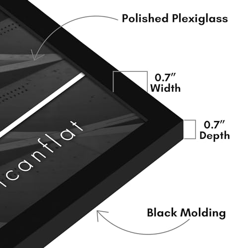 Americanflat 40x40 Picture Frame with Polished Plexiglass - Streamline Collection - Thin Border Square Frame for Wall Display - Hanging Hardware Included - Black