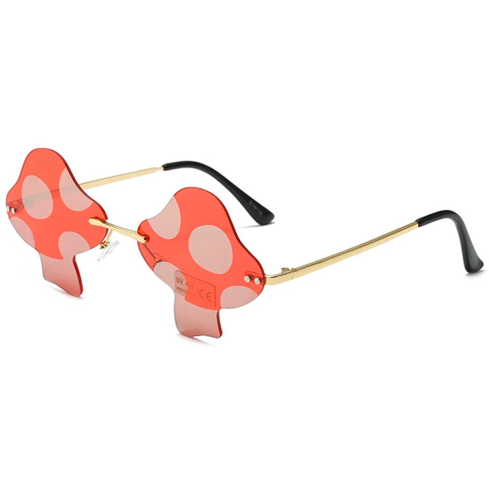 CasilerCasiler Mushroom Shape Sunglasses Irregular Rimless Eyewear Retro Glasses for Women Men Halloween Party Favor Accessories
