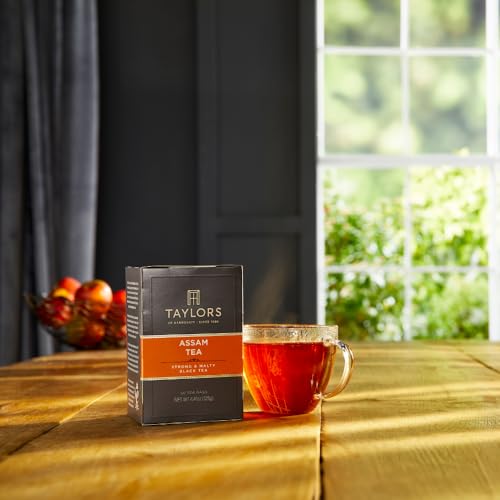 Image of Taylors of Harrogate Assam, Black Tea, Pillow Tea Bags, Full-bodied, Satisfying & Malty, Caffeinated, Enjoy Hot or Iced, 50 Teabags 50 Count (Pack of 6)