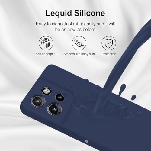 Image of DIZORO Microfiber Candy Case for Motorola Edge 50 Neo 5G Smooth Touch Cushion Liquid Soft Silicone Gel Rubber Phone Cases Non-Slip Full Body Protective Shockproof Back Cover - Navy Blue