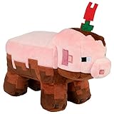 JINX Minecraft Earth Adventure Muddy Pig Plush Stuffed Toy, Pink, 6.5' Tall