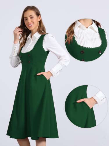 Image of Allegra K Gothic Overall Dress for Women's Lace Trim Midi Dress