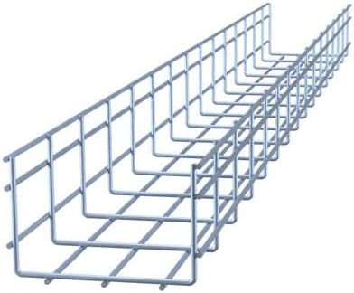 Wire Mesh Cable Tray, Electro Zinc Plated, Silver Steel, 3.93 x 5.91 x 59.06 inch, 2-Pack
