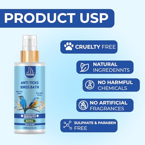 Unitailz Anti Ticks Birds Bath Shampoo For Bird, Parrot, Pigeon, Sparrow |Wat...