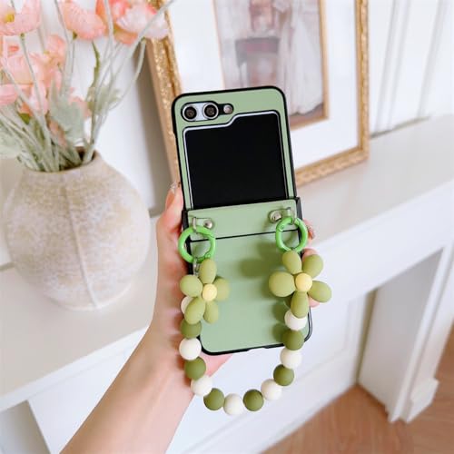 Étui de téléphone en cuir de perles de fleurs pour Samsung Galaxy Z Flip5 coque