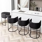 Riknuxi 25' Counter Height Bar Stools Set of 4, Upholstered Barstools for Kitchen Island, Pub, Club (Black)