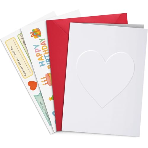 Top Life Tarjeta de Felicitación Grabable – Mensaje de Voz Personalizado 60 Segundos – Corazón en Relieve y 2 Hojas de Pegatinas – Tarjeta Parlante con Sobre Rojo para Cumpleaños, Boda, Pareja