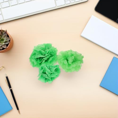 Pompones de papel verde vibrantes y ligeros para adornos de mesa centrales 7