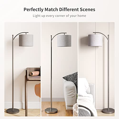 Sunmory Dimmable Floor Lamp With Remote Control，Lamp For Living Room Stepless Color Temperature And Brightness, Standing Lamp For Bedroom And Office With 1H Timer，Gray Floor Lamp With Linen Shade #TOP6