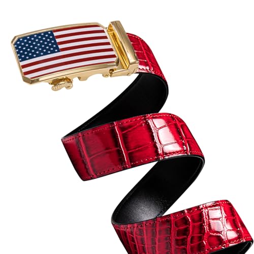 Image of Dubulle Men's Ratchet Belt Gold /Black /Red /Green /Blue /White Automatic Buckle Business Casual Belt Gift - Adjustable Fit