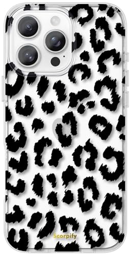 Coque iPhone 16 Pro Max léopard noir SCORPIFY transparente antichoc