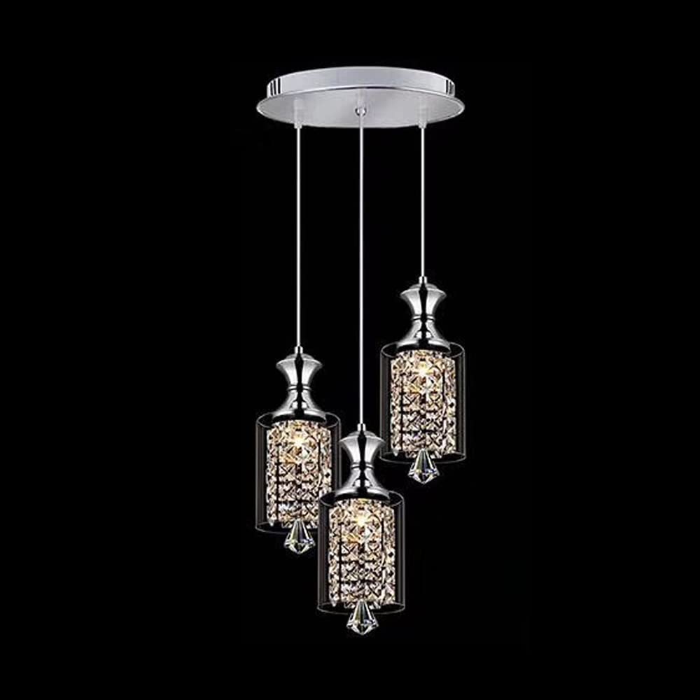 PLQWUJD Exquisite Chandelier Asian Crystal Hanging Ceiling Lamp Brushed Nickel Chandeliers Light Fixture Glass Living Room 3 Dining Fixtures Over Table Hallway Lights
