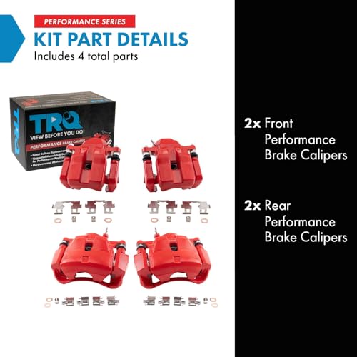 Image of TRQ Front and Rear Brake Caliper Set Performance Coated Brackets Compatible with 2012-2018 Toyota RAV4