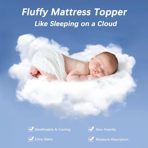 Image of CYMULA King Mattress Topper, Cooling Pillow Top Mattress Topper for King Size Bed, Thick Mattress Pad with Elasticated Deep Pockets, Soft Firm Plush Down Alternative Fill Mattress Protector