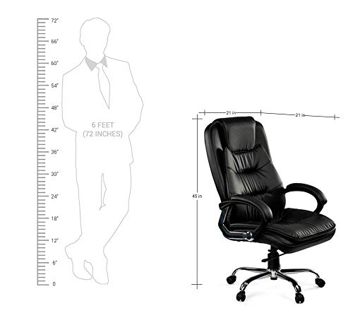 Image of High-Back Office Chair | Upholstery Leatherette | Director Chair & Executive Chair |Leathrerette Hande for Nylon|Top Office Chair Wheel Base | Black Color - (111011128)