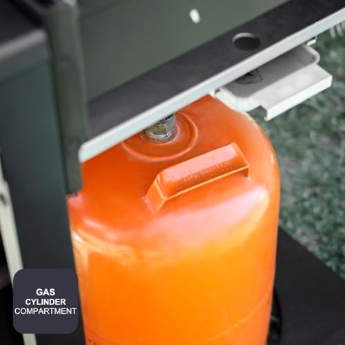 Black+Decker – Gasgrill BXOG72000D | 2 Brenner 3,6 kW | Gusseisenrost | Leichte Reinigung | Edelstahl-Thermometer | Flexible Grillfläche | Drehrollen