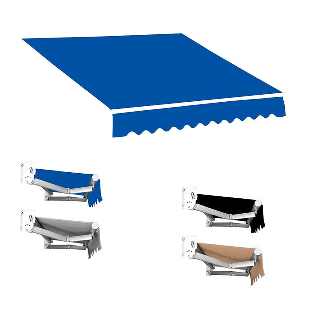 GJZQDKX 5x3m Waterproof Retractable Awning Replacement Blue Outdoor Patio Cover UVResistant Shade Solution for Garden Balcony Deck Durable Weatherproof Fabric