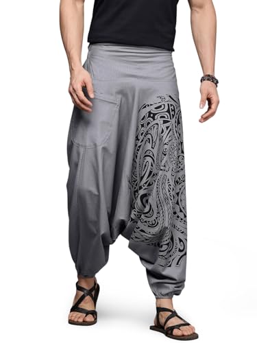 Image of The Veshti Company Printed Harem Pants for Men's Cotton Hippie Style Baggy Boho Yoga Pajama Pant with Pocket